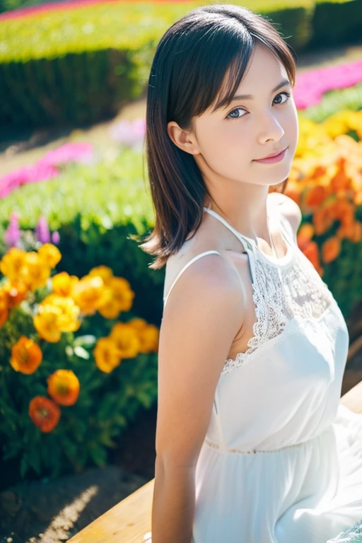 (squat)、(highest quality:1.5)、(Realistic:1.5)、(1 person:1.5)、(Very detailed)、(High resolution)、8k、(Wear a dark dress with lace)、(Small breasts)、Natural color lips、Cute Smile、20-year-old girl、(Beautiful and elaborate face)、(Perfect and beautiful face)、(Big eyes)、(Beautiful and elaborate face)、(Beautiful, balanced eyes)、Beautiful double eyelids、Perfect and beautiful face、Arched thin eyebrows、Cute pose、Slim face、(Slim figure)、Beautiful and thin nose、 Beautiful Skin、(Medium Bob Hair)、Natural Bangs、Fair skin、Front lighting、(Lighting the face)、Deep blue eyes、Slim waistline、(A hill full of colorful tuliplim and beautiful legs、Tulip Fields、