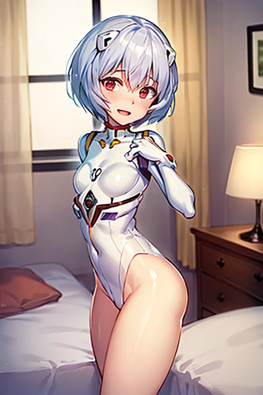 ((masterpiece)), ((best quality)), (ultra-detailed), ((kawaii)), cute, (lovely), ((sexy)), (ero), ((extremely detailed)), 4K, (8K), best quality, (beautiful), in the middle, bedroom, a pretty girl, robot suit, robot, beautiful silver hair, beautiful green eyes,((beautiful eyes)), white-skinned, short hair, blunt bangs,gigantic breast, orgasm,seductive smile,parted lips,spoken many hearts,saliva,sweat,topless,show off nipple,breast milk,bottomless,touch pussy,pussy juice,masturbation,lying on back,m legs,nsfw