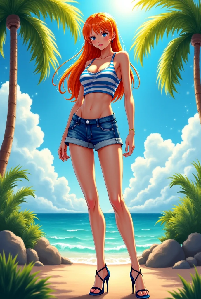 rating_safe, many characters, palm trees, looking at viewer, score_9, score_8_up, score_7_up, score_6_up, score_5_up, score_4_up
