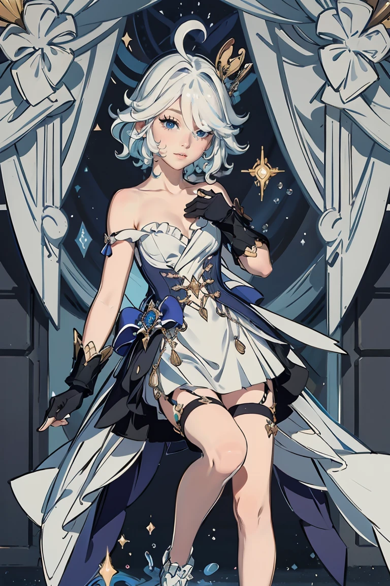 ((tmasterpiece)),((best qualtiy)),((Ultra-detailed)),(illustration),((anextremelydelicateandbeautiful)),dynamic angle,Floating,(beatiful detailed eyes),(detailedlight) (1girll)，offcial art，（ 8K quality，tmasterpiece，best qualtiy，ultra - detailed），best illuminate，（The best shadow，Extremely delicate and beautiful bloom），perfect body figure，nedium breasts，full bodyesbian，（sermon：1.4），（（White high heels）），（Silvery-white hair），With the castle as the background，（（（tarot cards））），Colored frame，Dragon's horn