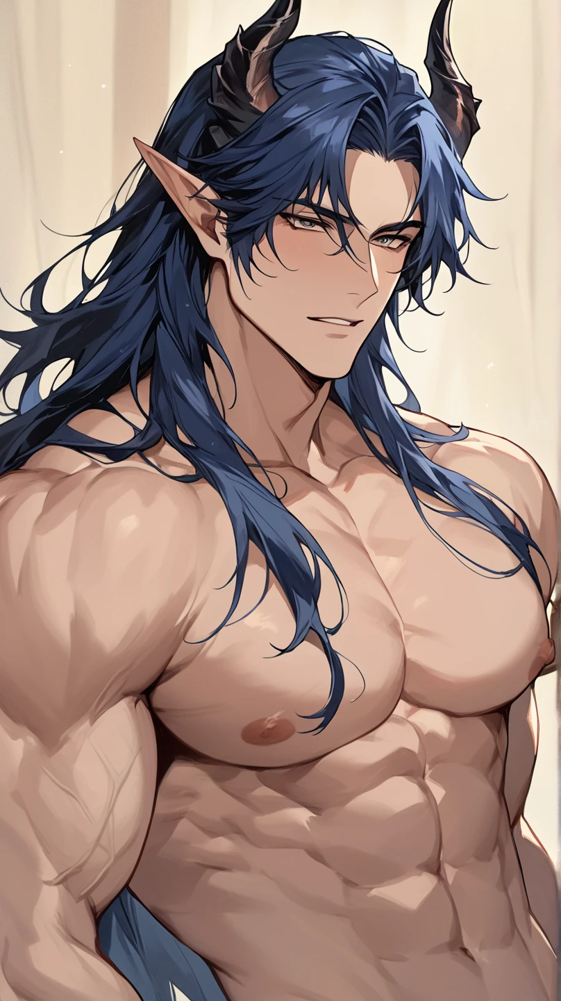 artwork, High Definition, Great detail, well-shaped face, a woman, tall and muscular, naked, long black hair and blue eyes, being penetrated by a licking her crotch