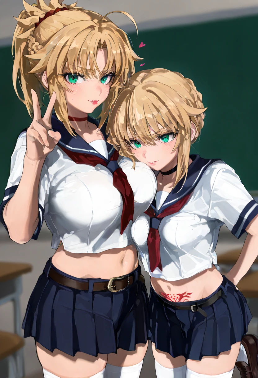 ((tanya von degurechaff, armpit, croptop, no pants, Military uniform, in the classroom)), clean skin, masterpiece, 4k, best quality, high quality.
