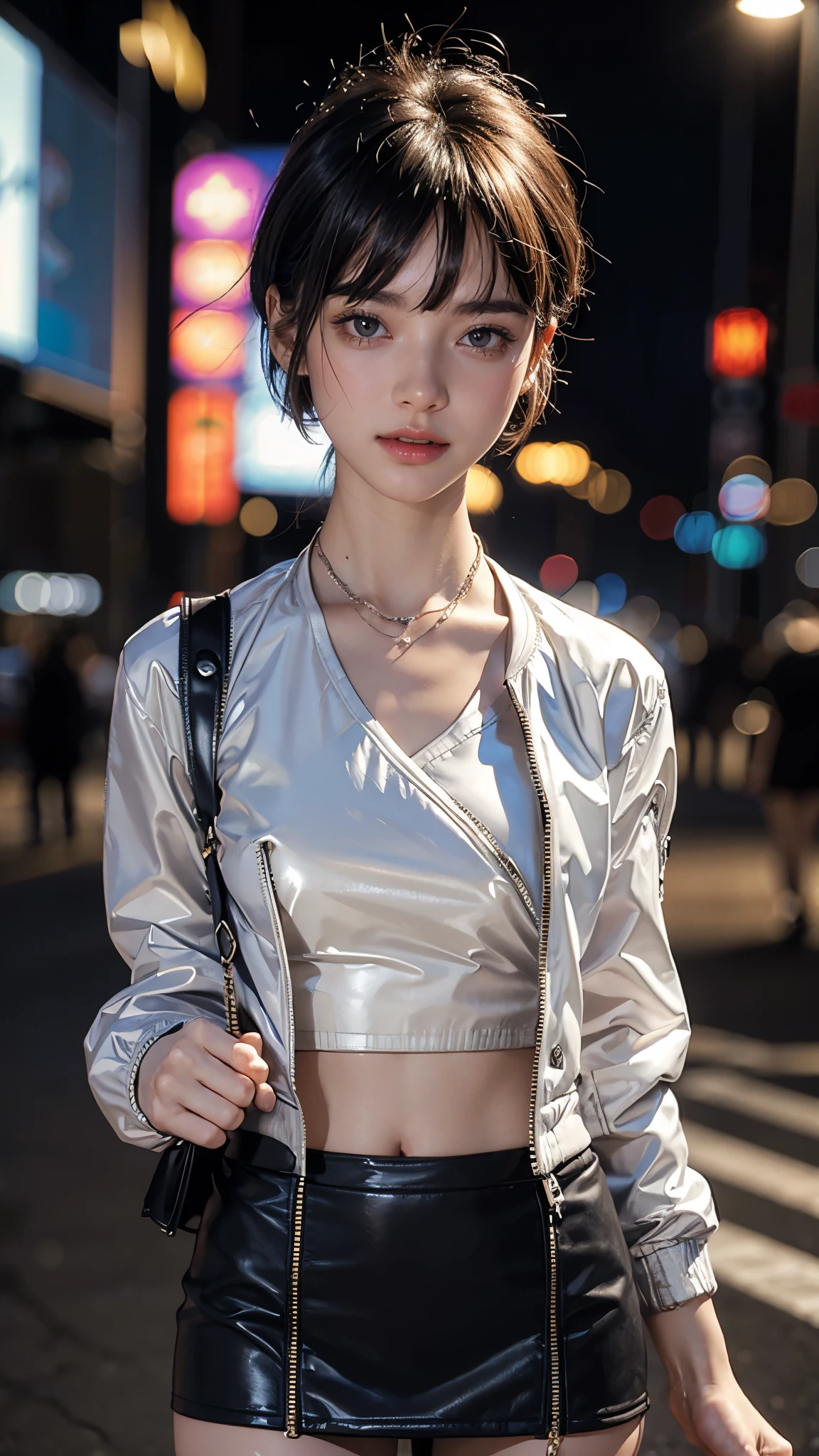 (detailed sci-fi scene:1.2), style of glitter and chrome, Cinematic photography, a cute girl, 22 years old, short silver hair, (showing deep cleavage), (tanned oily skin), glossy skin, ((cute face)), Porta 160 color, shot on ARRI ALEXA 65, bokeh lights, sharp focus on subject, highest details, photorealistic, high background details,high face details, action atmosphere, godrays, 8k, raytracing, ((detailed dramatic background)), (sexy school uniform), open shirt, photography, ultra-realistic, oily skin, sweat, shiny skin, dynamic pose, flirting, seducing, moaning, ahegao, kawaii, dramatic scene, dramatic lighting, color graded, dynamic angle, glitter and chrome,