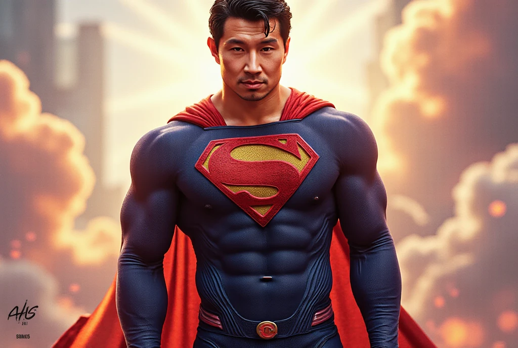 Hunk Superman, bulge, superman tight classic costume, look at the camera, bright situation, feeling unconscious