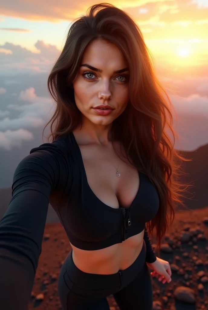 (((masterpiece))),(((best quality))), Carmella Diaz, Slim and fit brunette Spanish photographer, 18 year old, huge breasts, College Girls, tanned skin, loose ponytail, soft face, sporty, darkness, neckline underboob, spirit, best quality, High resolution, masterpiece: 1.3), masterpiece, Perfect slim body, big beautiful eyes, laughs, beautiful design, rustic, very beautiful elegant style, beautiful masterpiece, fine details, Wear nice clothes, enlightenment, bright colors, clean lines, ((detailed facial features)), (finely detailed skin), tanned skin, ((realistic skin texture)), Extreme Hautdetails, masterpiece in bester Qualität, photorealestic, hyper-realistic, detailed, 8k, HDR, (Soft color: 1.2), shallow depth of field, broad light, high contrast, Contre-Jour, bloom, light flashing, chromatic aberration, keen focus, RAW color photo, no background blur, ((no piercings)), Carmella rides a motorcycle on a beach road, ((Full body)), realistic hands, (Photo-realism:1.2), she wears motorcycle clothing