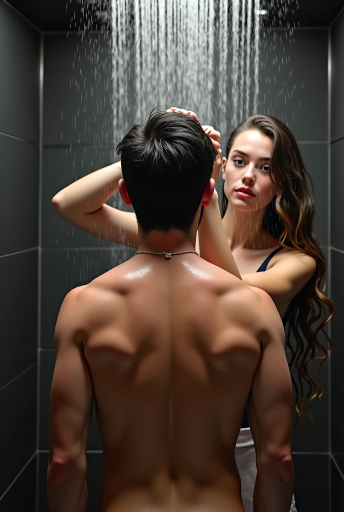 man and woman wetting their heads and washing their faces