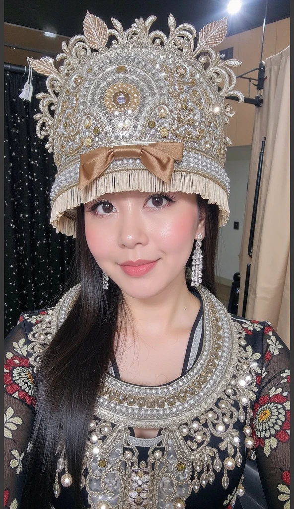 (best quality:2), (realistic, photo-realistic:2), (High-definition face drawing:1.3), (masterpiece:1.1), (smile:1.2), gal.safetensors, (colorful flowers:1.2), (Stickers with intricate patterns:1.2), (white eyelashes:1.1), (red cheek:1.1), (pink lips:1.1), upper body, (gothic makeup:1.1)