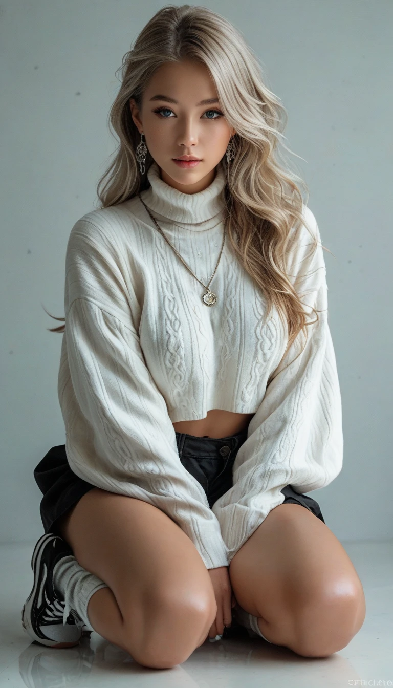 a beautiful woman with long blonde hair, wearing a brown top and leggings, enges Shirt, vestindo enges Shirt de esporte, weiches Licht von der Seite, beautiful blonde girl, sexy girl, 2 4 Jahre altes weibliches Model, attraktiv, Blonde Goddess, blonde girl, seitliche Haltung, white sweater, pose sehr sexy, sexy Aussehen, with natural light background, White top,, enge Kleidung feiert in einen angesagten Nachtclub