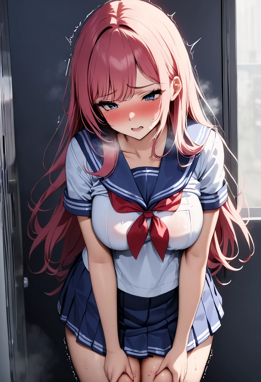 nodokaharamura, Nodoka Haramura, Blue eyes, Hair Bow, Long hair, Pink hair, Bow,
Blake Blue Skirt, Kiyosumi , Pleated skirt, , serafuku, Skirt,
BREAK looking at viewer,
Break indoors, crass room,
BREAK (masutepiece:1.2), Best Quality, High resolution, Unity 8k壁纸, (Illustration:0.8), (Beautiful detailed eyes:1.6), extra detailed face, Perfect Lighting, extremely details CG, (Perfect hands, Perfect Anatomy),seductive smile,gigantic breasts,female,