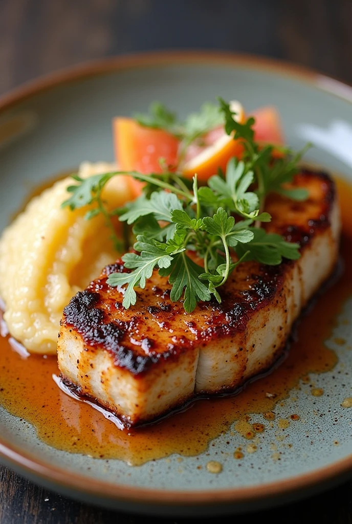 Blue marlin steak with tamarind glaze
Kamote mash with coconut cream
Fresh pomelo salad with arugula