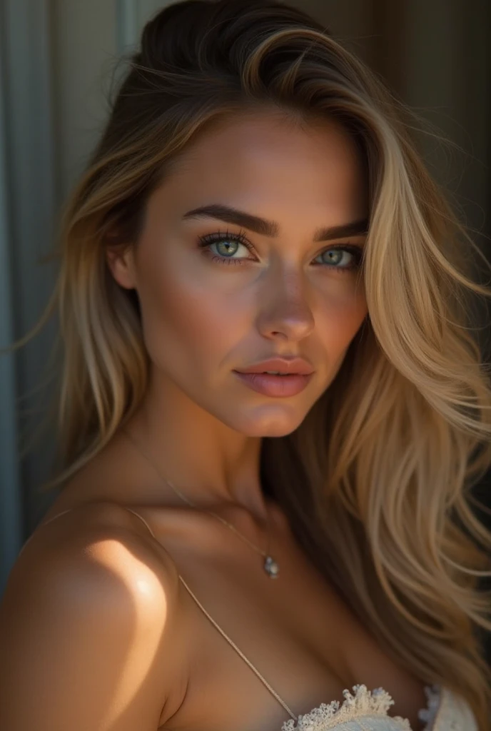 Make a fully nude woman similar to model sunny ray