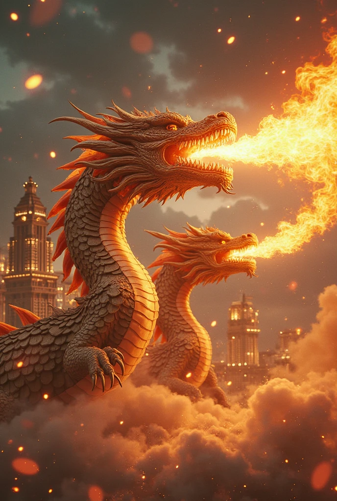 Water dragon mixed with fire