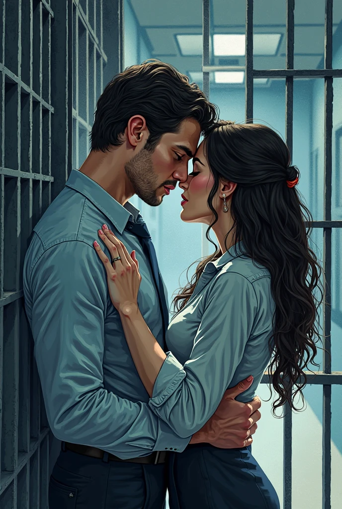 (best quality,4k,8k,highres,masterpiece:1.2), ultra-detailed, (realistic,photorealistic,photo-realistic:1.37),(best quality:1.2), 1 girls,1 boy,, face to face, looking at each other, standing apart, both standing apart, kissing, blue jeans, full body