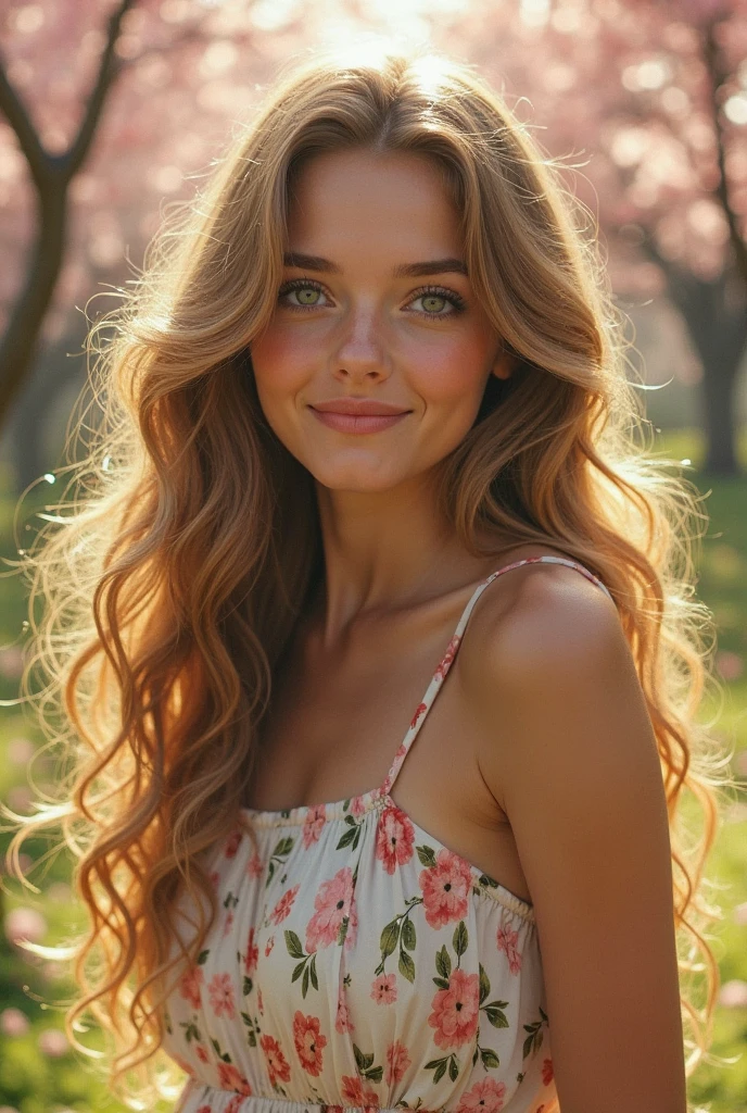 American white woman with unparalleled looks、dark blonde、hair tied with a ribbon、Hair is wavy、The ends of the hair are curled、blue eyess 、A slender、Out of focus background of open meadow in the forest、The sun filtering through the trees is beautiful、a smile、Looking at the camera、Slender but well-proportioned body with large breasts、Posing like a model、Raking up hair、There must be space above the head、Breast bare、Very high definition、Wearing black lace clothes