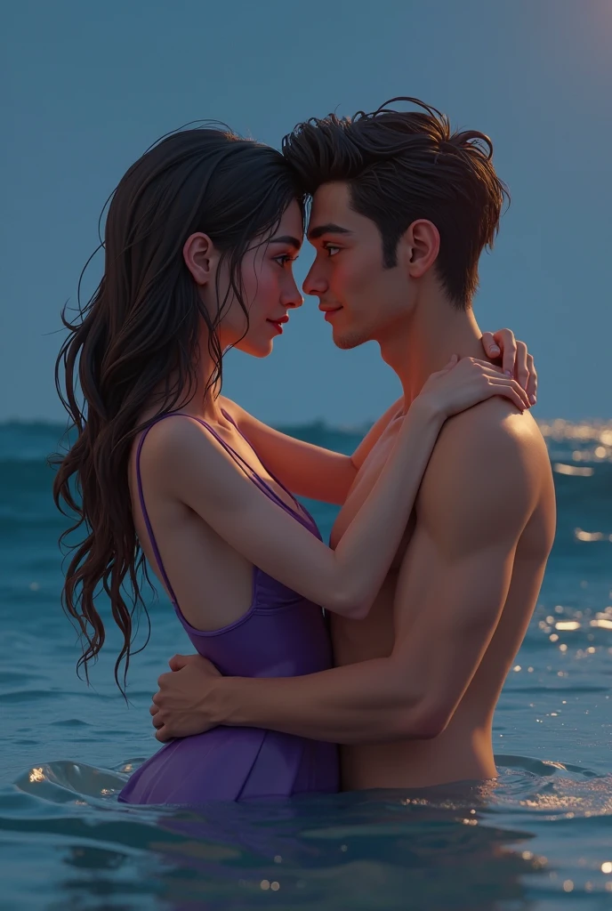 a japanese teen in pink bikini with huge fuller breast white glowing skin on isigaki beach with her boyfriend