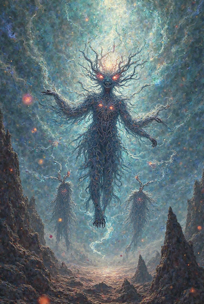 Lovecraftian Horror,famous artwork by (victoria francs:1.3) and (lars grant-west:1.2) and Alex Gray, detailed expressive eyes, fantasy style, the segmented gluglodder, a truly mysterious creature, with shmarfeling scales that change colors as it skriffles, here it is shown emerging from a magical portal amidst the swirling starlit made in abyss and ethereal warbletwirl of planet nebuchanezzer,
poster art, bold lines, expressive drawing, award winning,(intricate details, masterpiece, best quality:1.4)
looking at viewer,dynamic pose, wide angle view
<lora:add-detail-xl:1>,<lora:xl_more_art-full_v1:0.5>