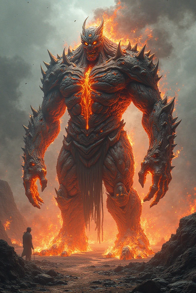 A mountain shaped like a man and the head of an active volcano