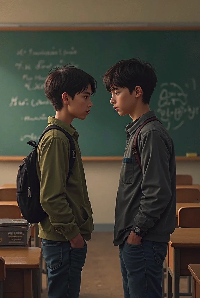 3 only boys best friends sitting together on bench, wearing school uniform, realistic faces,ultra 4k 3 idiots written on background,hd,neon text