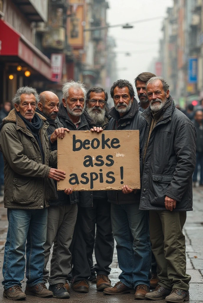 A many beggars in cartoon