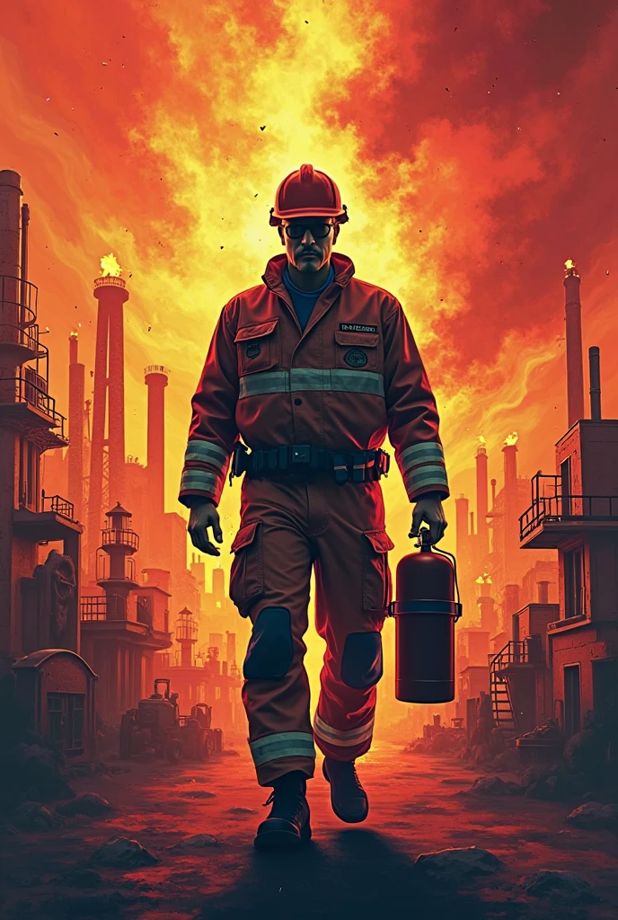 (masterpiece, best quality:1.2), (monochrome, spot color:1.08), firefighter, gas mask, solo, (red fire:1.1), goggles, helmet, gloves, reflection, debris, smoke, light particles, ambiguous gender