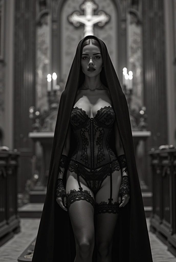 Award winning photograph, seductive erotic (arab:1.2) in tightly wrapped hijab, niqabi baddie, 21, in agent provocateur Lingerie made from eyelash lace that creates a flirtatious contrast with bondage straps around her waist and wrists with allure of the unknown. This beautiful lingerie set is made for the daring, she wears lace handcuffs, and garter belt and thigh garters, transgressive photography, hasselblad 500c, 55 mm lens beauty lighting, highest quality kodak porta 600 film, 8k