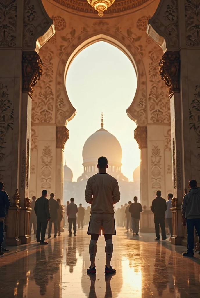 A man in awe, watching a palace 