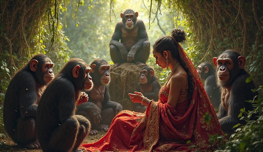 Monkeys are masturbating after seeing a girl sitting on a tree whose saree has opened.