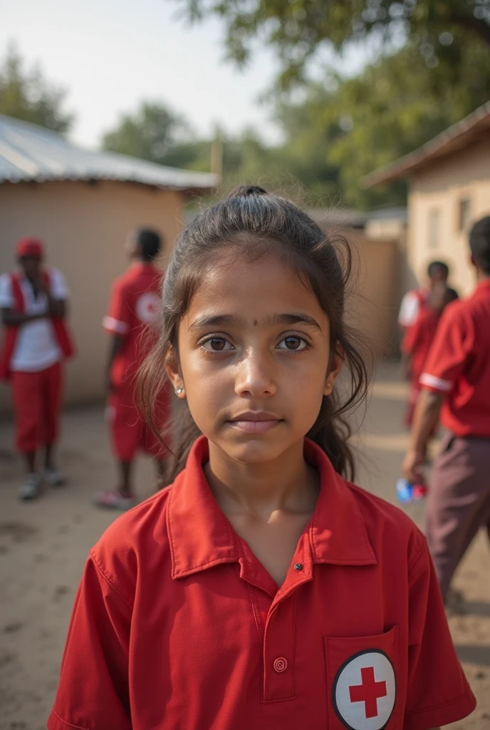 Children and adolescents in red uniforms suffering school violence in Guatemala