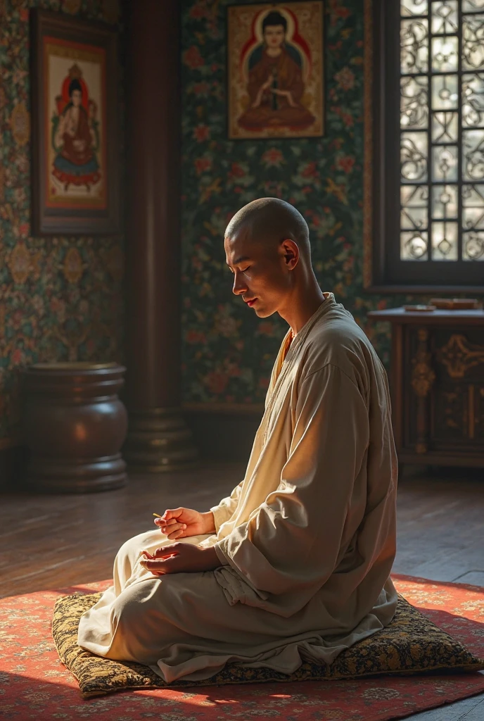 meditating at japanese temple