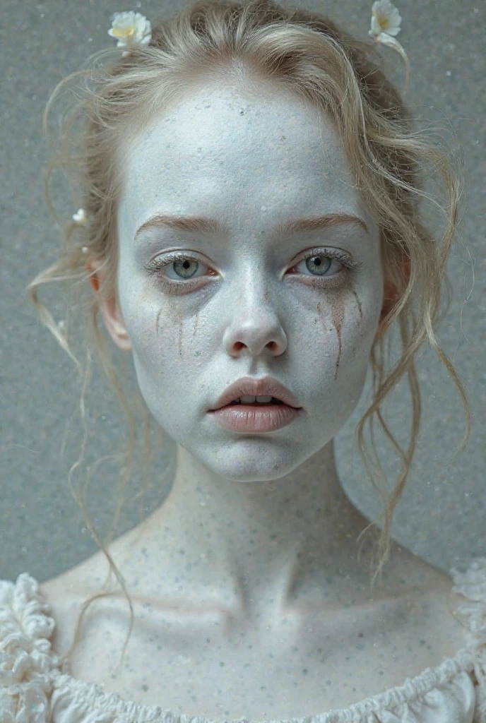 thin body frame, fetal position, in a dig up grave, five big eyes, ghostly white skin, realistic, androgynous, pluto