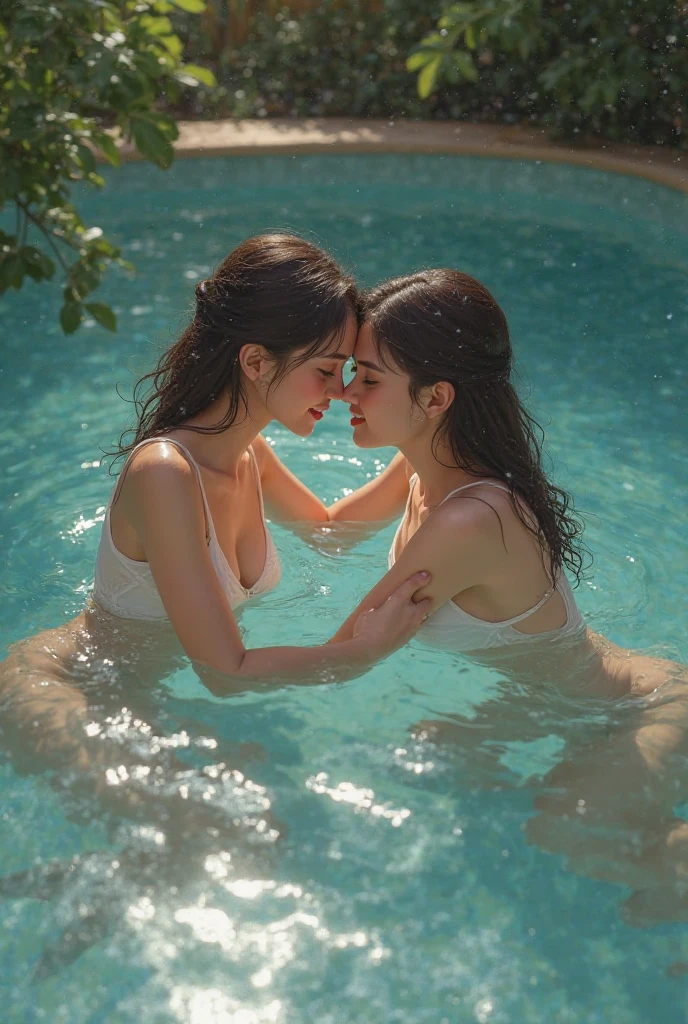 (Hyperrealistic photo, Ultra Detailed, ((13 years old little girl),(1 girl , 1 boy ( 13 year old Indian girl), 2 person, kissing, kissng a man, (kissing a naked man:1.2), , Raw, tmasterpiece), beautiful morning sunlight, , morning light , ominous red reflections in the distance. Sunlight, Bokeh, Dark ritual, when (A woman drowns in a bog). She is dressed  pink silicon t-shirt , redness of a sweaty face. She has medium-length hair, The woman is desperately trying to reach the surface, but the mud is pulling her down, , , detailed skin texture,  , cute face, (Wet clothes), (kissing passionately:1.2), ((Smilee)