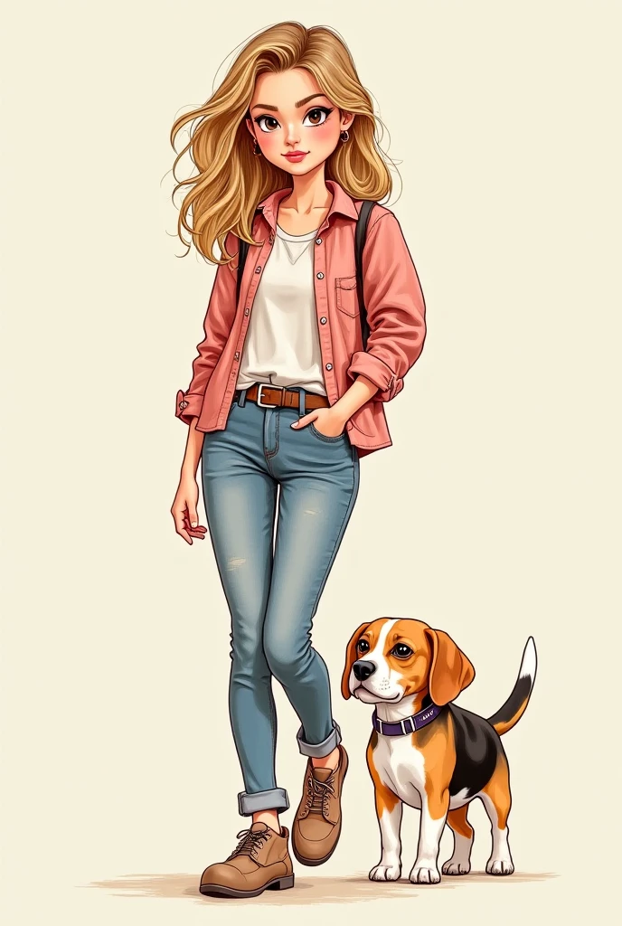 Blonde woman with short hair and small white dog
