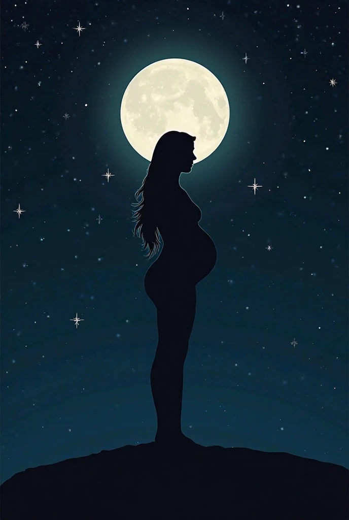 
Crescent moon with a pregnant Brazilian woman on top. Without other landscapes. Highlighting the moon