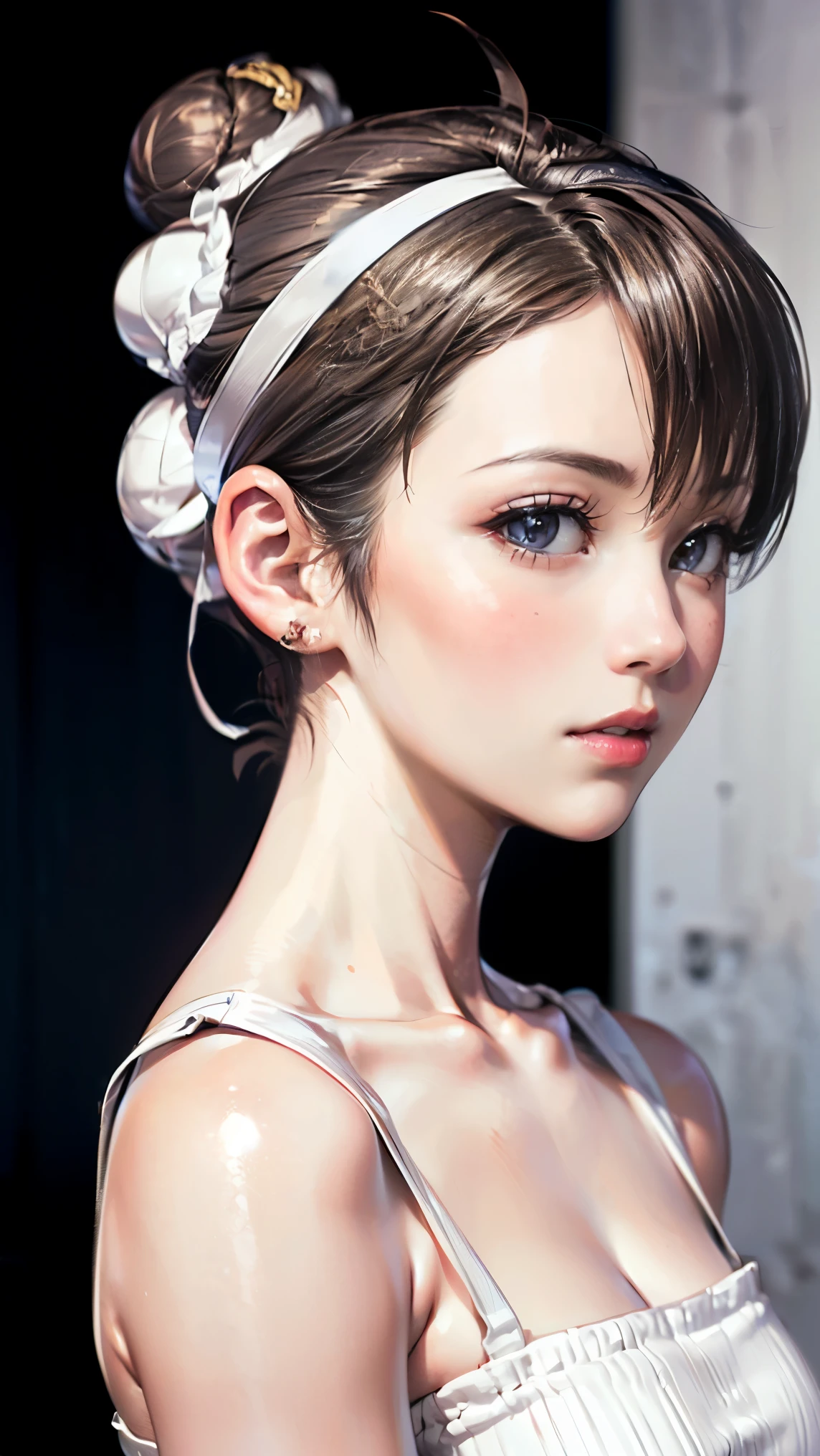 masterpiece、Top Quality、(Photorealistic:1.4)、(woman、 single:2)、(very short hair、hair bun、HAIR ACCESSORY:1.9)、Chun-Li's Outfit、Street Fighter Chun-Li,( thigh mount holster:1.4)、(Jet-black underground walkway :1.4)、( combat posture、Expand Your Legs、and raise your legs higher:1.4)、(sexy thighs:1.2)、(from below:1.4)、sweat,Blood on the body,