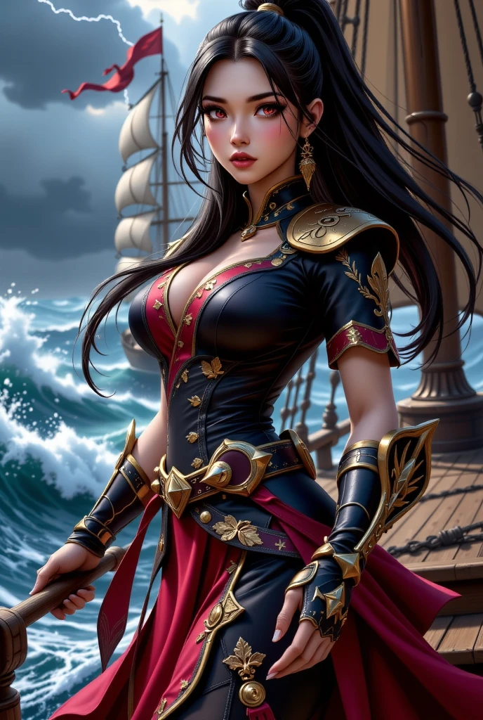 there is a woman sitting on the beach with a watch, rainha do mar mu yanling, linda arte digital, Arte digital altamente detalhada em 4k, uma linda imperatriz de fantasia, Arte detalhada de alta qualidade em 8K, fantasia linda, por Yang J, linda linda arte digital, Guweiz, artwork in the style of Guweiz, bela arte de fantasia, fantasia chinesa