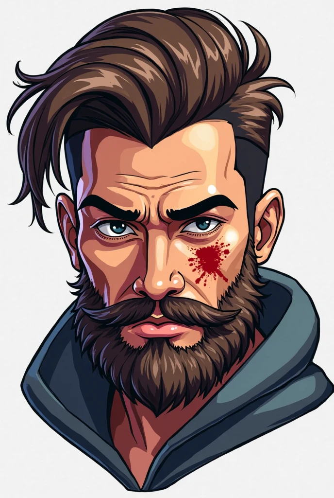 Realistic Goku, bleeding, facial hair, beard, curly hair