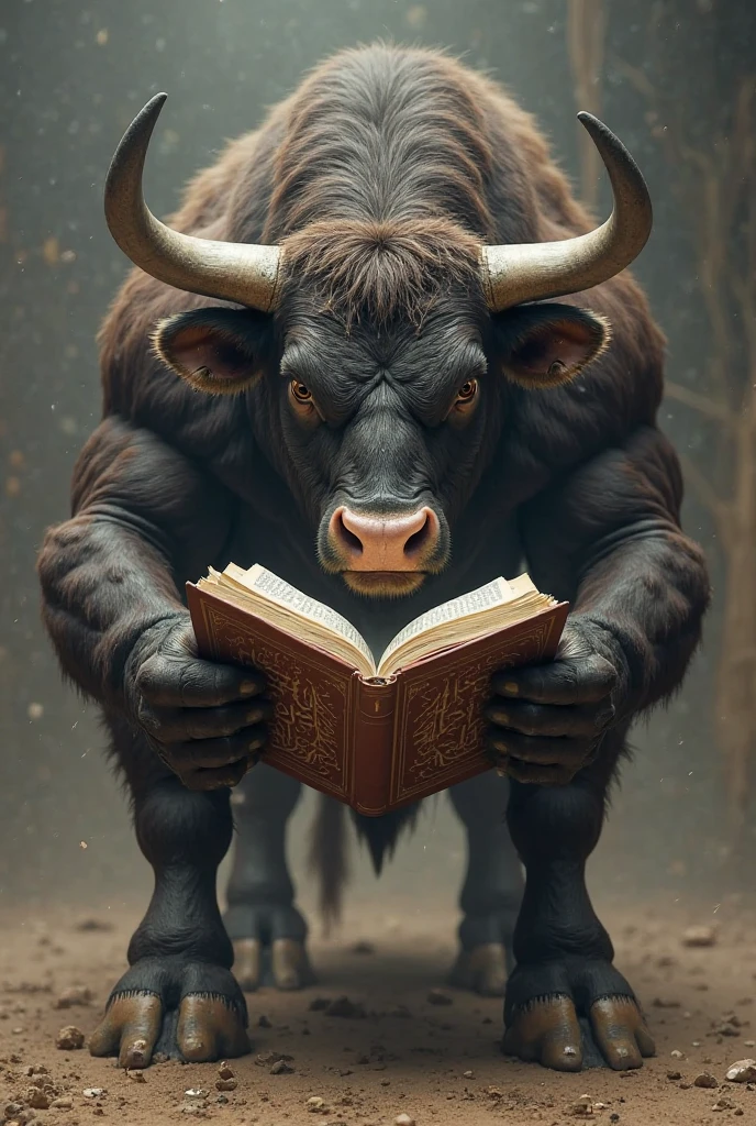 Ox reading book