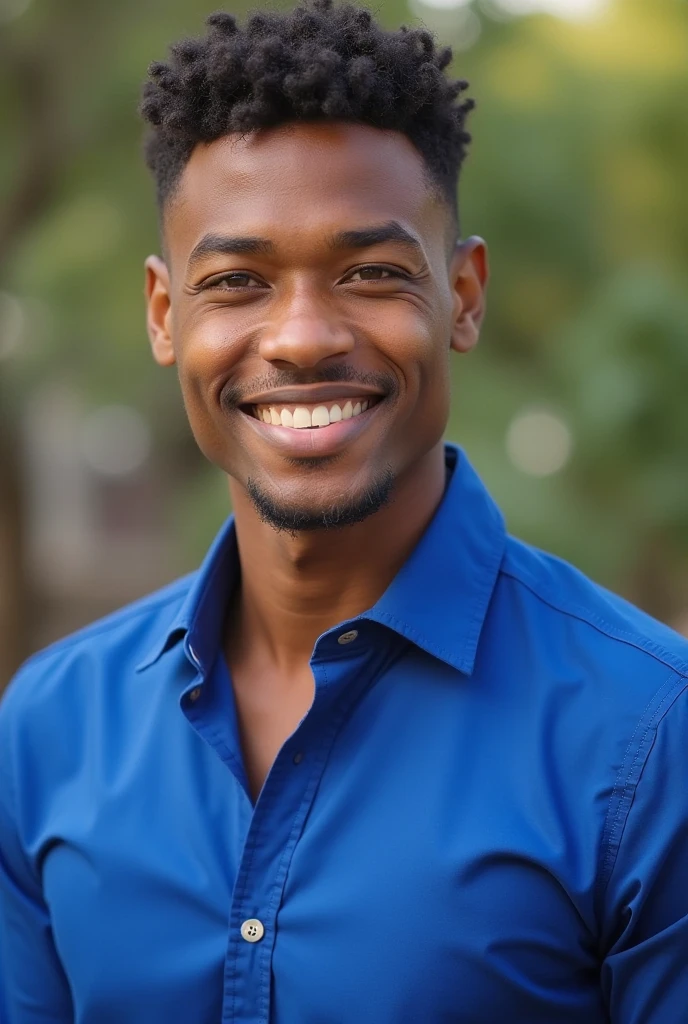 realist , portrait, 35 years old black man, actor, healthy, smiley face, face foward, full body image,
