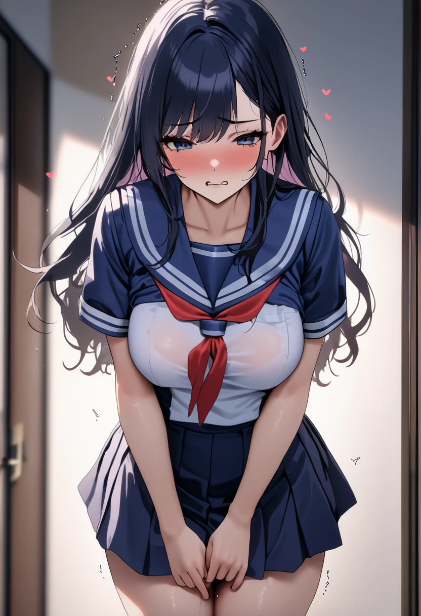 highest quality, from below, POV crotch, 1 girl, 1 boy, vagina, sex, Crouching cowgirl position, PvP, cute anime girl, , medium chest, abdomen, high school girl uniform, long hair, embarrassing, excited, closed eyes, ahegao, drooling, heavy breathing, orgasm, trembling, Urban city, crowd