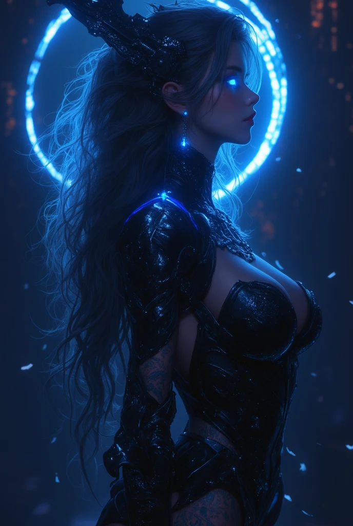 Sexy woman wearing leggings hypnotized by spiral wall and she squeezes her breasts and her eyes light up Blue