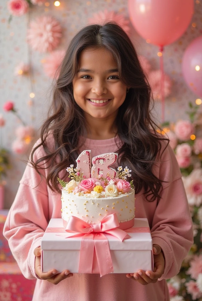 girl cutting a cake on her birthday And on her cake written her name Dimpi