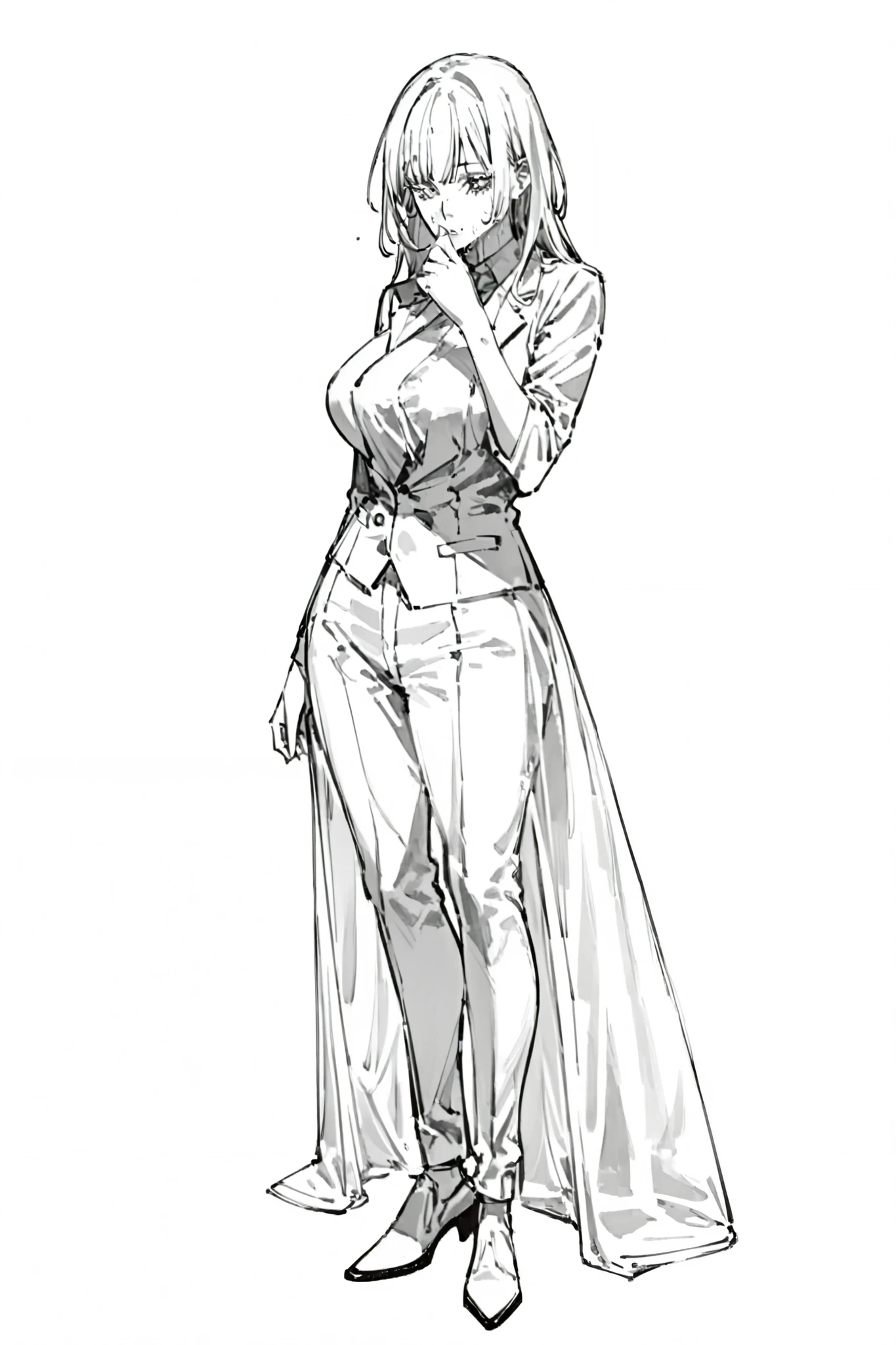 female,big breasts, full body:
appearance:
A tall and thin , always dressed in a white office suit stained with the liquid Stubborn.
hair: long, smooth and black like a vacuum. You don't move with the wind, as if it were static.
eyes: You have never seen, they are always covered by the mask.
mask:
totally white , without grooves. Covering the entire lower part of your face, from nose to chin.
sometimes, drips the same sticky liquid from its edges.
On some occasions, you can hear whispers coming from inside.
fur: Extremely pale , almost translucent. The seems to seep out of its pores.