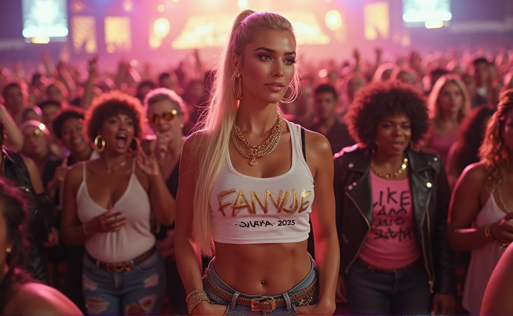 a man wearing a tshirt and a woman wearing a tracksuit dancing at a nightclub, by RaveSceneNineties <lora:RaveSceneNineties-000007:0.9>, (high detailed skin:1.2), film grain