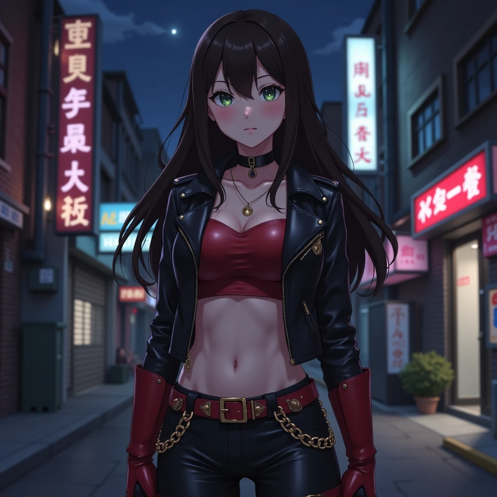 grin,, rakko yumiya, 1girl, solo, long hair, bangs, large breasts, black hair, two side up, blush, lipstick, jewelry, earrings, tattoo, Hot girl, baddie, staring, glaring, bad attitude, mean girl, dare, angry, hate, crazy, smoking, sensual, attractive, blush, lipstick, outdoors, rooftop, cityscape, building, railing, night, night sky, scenery, , city lights, masterpiece, best quality, highly detailed, a girls with a gun, open mouth, blazer, sexy gaze, (nsfw) not
safe for work, badass pose , evil smile, smile, black bra, anime girl with long hair, long haired girl,
navel, evil expression, exposed belly, exposed navel, exposed midriff, exposed lower belly, micro
miniskirt, micro pencil skirt, pencil skirt ,holding a gun