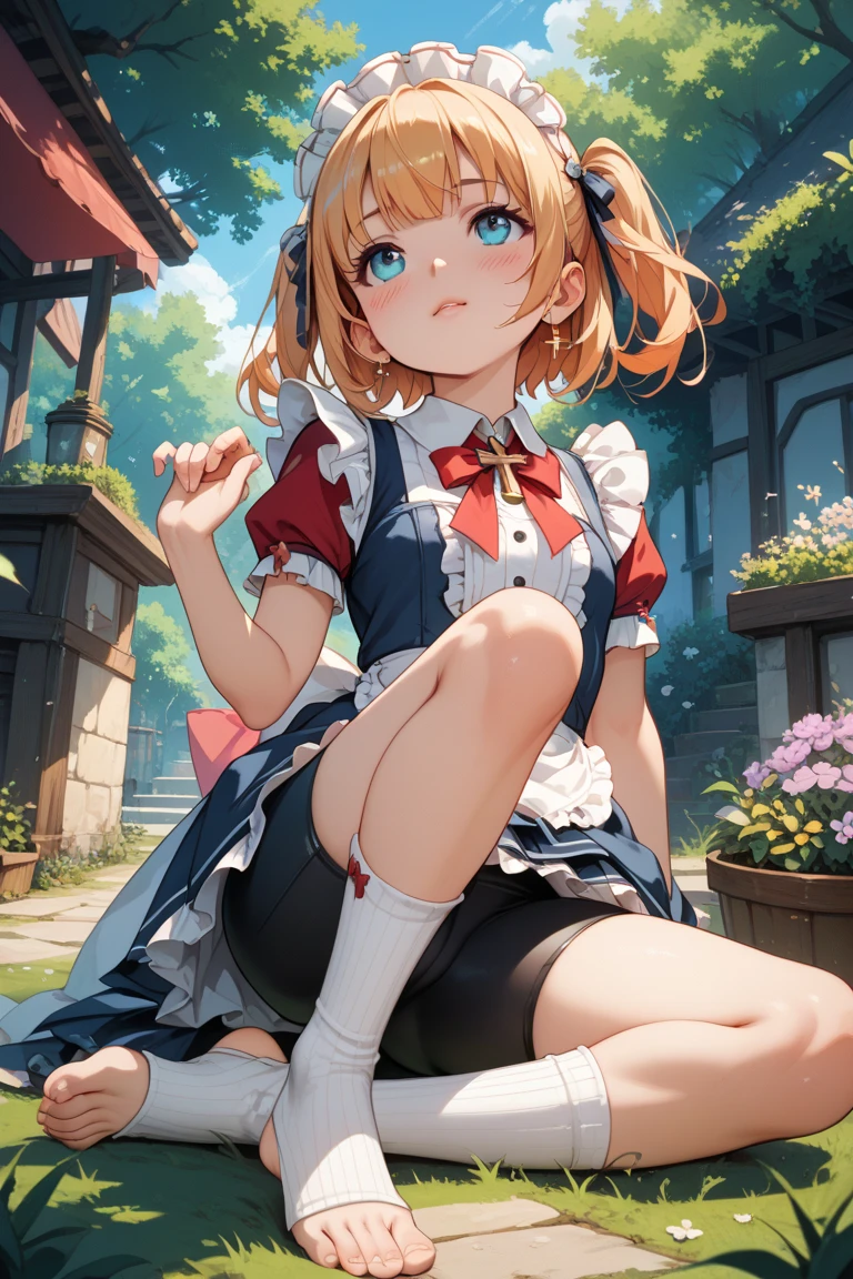 score_9, score_8_up, score_7_up, score_6_up, source_anime, source_cartoon, rating_questionable, daww, weapons-grade cute, scenery porn, light brown hair, happy, (bows, frills, dress:1.2), heart pendant, smiling, blush, (lace_panties, thighhighs:1.2), (skirt lift, upskirt), animal ears, fluffy tail, animal tail, standing