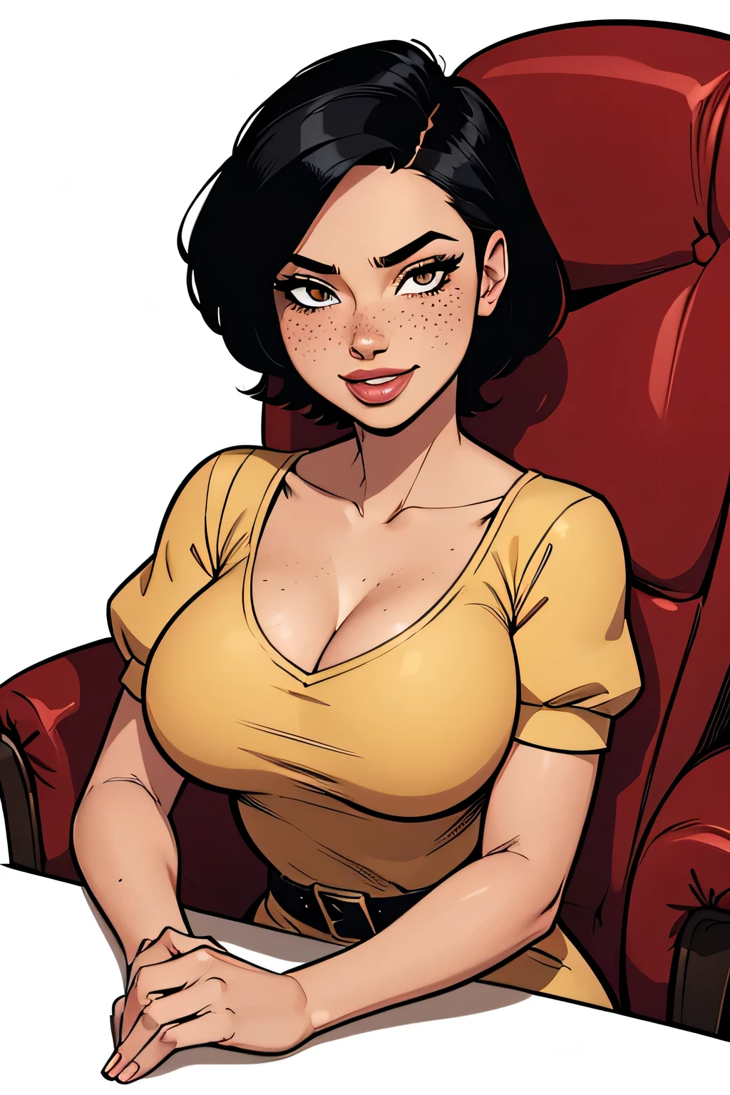 estilo de desenho animado:1.2), Monica Bellucci Mulher brasileira desenho ART Artline fundo branco mulher Imagem cartoon de uma mulher , roupas sensuais , garota super valente destemida , cartoon style illustration, estilo de arte dos desenhos animados, estilo de arte dos desenhos animados, digital illustration style, design de personagens altamente detalhado, arte digital detalhada fofa, City fan art, design de personagem retrato, beautiful digital illustration, retrato de alta qualidade, arte em quadrinhos, retrato do design do personagem, white background Busty without clothes and medium breasts cartoon style female character dressed in Fallout 4 uniform Monica Bellucci