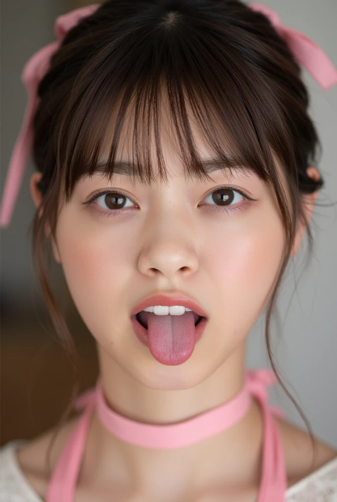 (Highest Resolution, clear_Image 1.2) 、(Beautiful girl with golden ratio face)、(15-year-old girl)、(Very lively eyes、wolf eyes 1.2)、wonderful, Tabletop, Attention to detail, Lip gloss、(((Twin-tailed rabbit style)))、Very beautiful girl、 alone, Beautiful girl like a model、(Long sleeve sailor suit、Very fine pleated scarf, Beautiful and exquisite, Attention to detail nose,((((Licking tongue)))、Top quality photo masterpiece、Amazing realism photography、Surrealist female portraits by David Hockney and Alphonse Mucha,(((Looking into the camera)))、((((Serious Eyes)))、(((Add highlights to the eyes)))、(((Looking into the camera)))、Smile happily,Perfect Makeup,smile,(14-year-old girl)、(Very lively eyes、wolf eyes 1.2)、