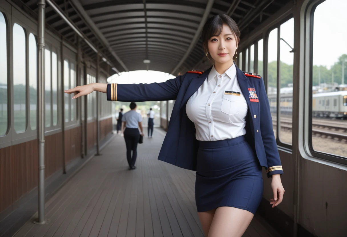 1 female、(super beautiful)、(beautiful face:2)、(detailed face:1.3)、(stand in front of a large weather map screen:1.3)、(above the knee shot)、(he)、(mini skirt:1.2)、(tailored jacket)、(Lift up your skirt and expose your white panties:1.5)、(barefoot:1.5)、(Clothes:1.3)、brown hair、broadcasting equipment、(TV News Studio:1.2)