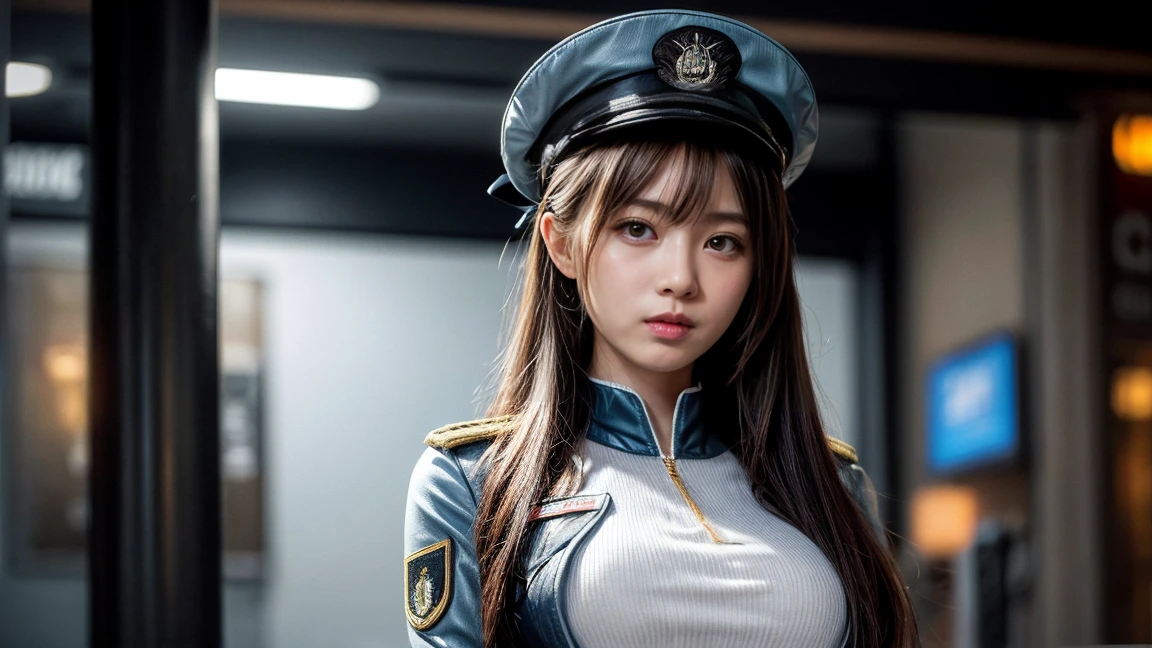 in a soldier uniform，Military uniforms，appropriatelydressed，Uniform temptation，The hue is warm yellow