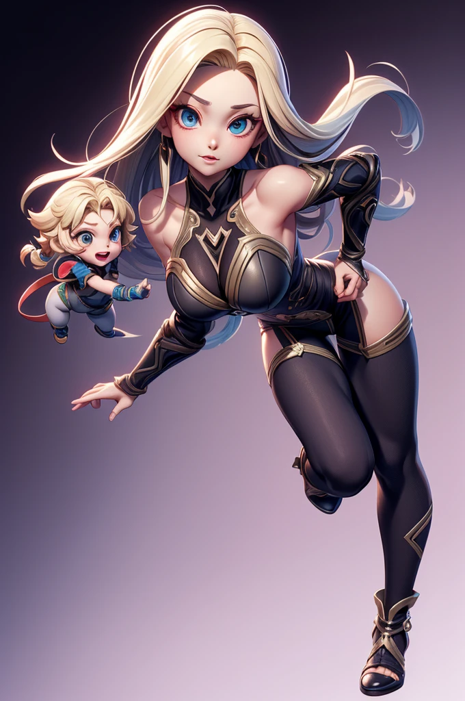 skinbodysuit, bodysuit, fighting stance, v-shaped eyebrows, grin, looking at viewer, pov, motion lines, motion blur, swinging sword, yvraine, long hair, jewelry, very long hair, ponytail, white hair, earrings, pointy ears, vest, shoulder armor, score 9, score 8 up, score 7 up, score 6 up, score 5 up, score 4 up, BREAK,